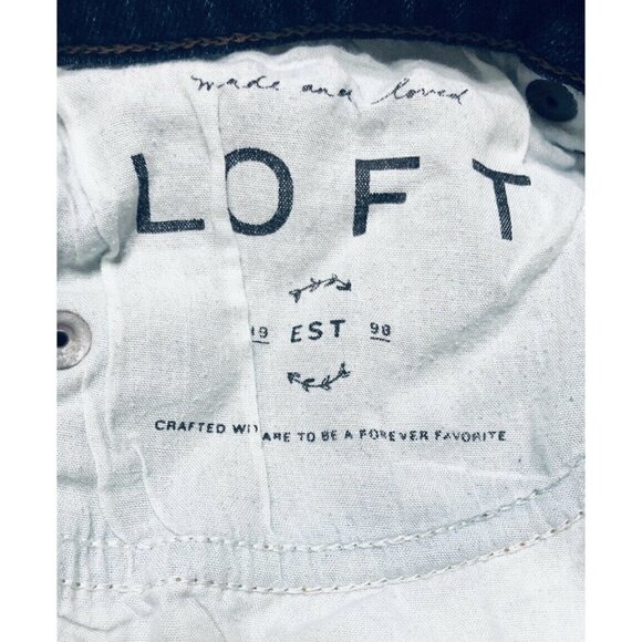 LOFT Bermuda Denim Shorts Womens Size 24/00 Medium Wash Distressed Cuffed Boho - Picture 5 of 6